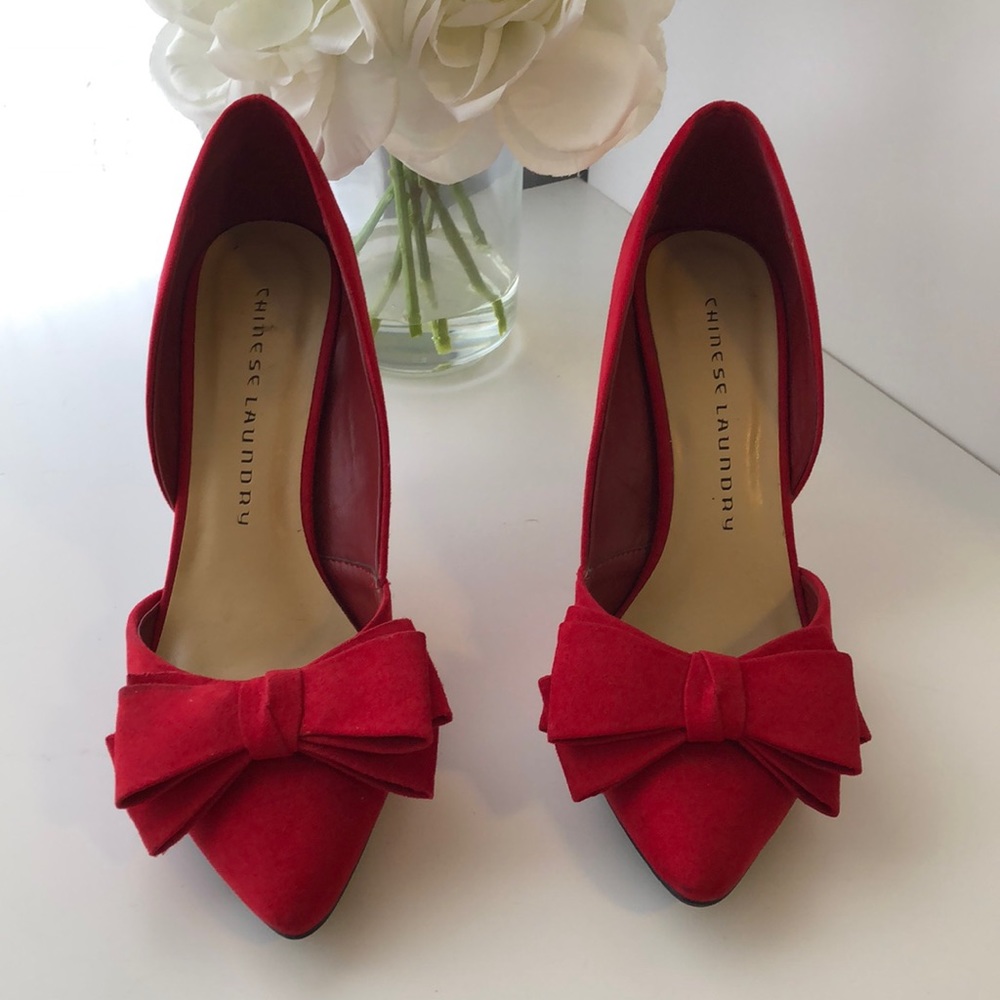Chinese laundry red bow heels